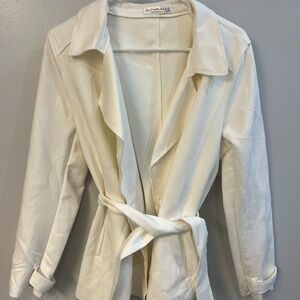 NanaMacs Cream Trench Coat with Belt